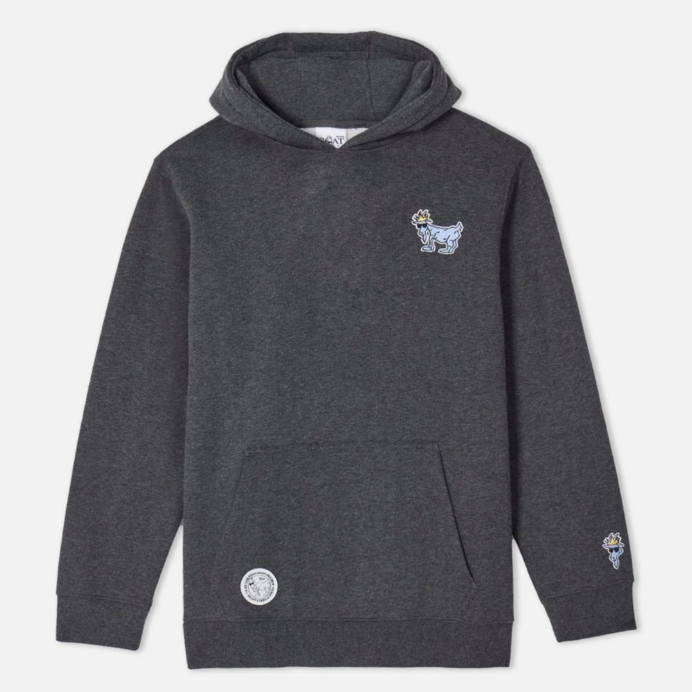 Kids Charcoal Hoodie with Embroidered Design